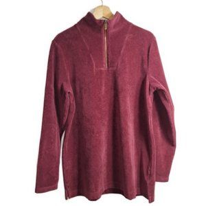 Lands' End Long Sleeve 1/4 Zip Pullover Corduroy Ribbed Sweater Size Large